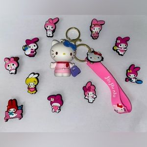 My Melody & Hello Kitty Croc charms & Keychain